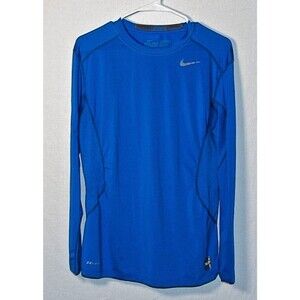 Nike Pro Combat Shirt Mens Medium Blue Long Sleeve Core Fitted Stretch Dri-Fit
